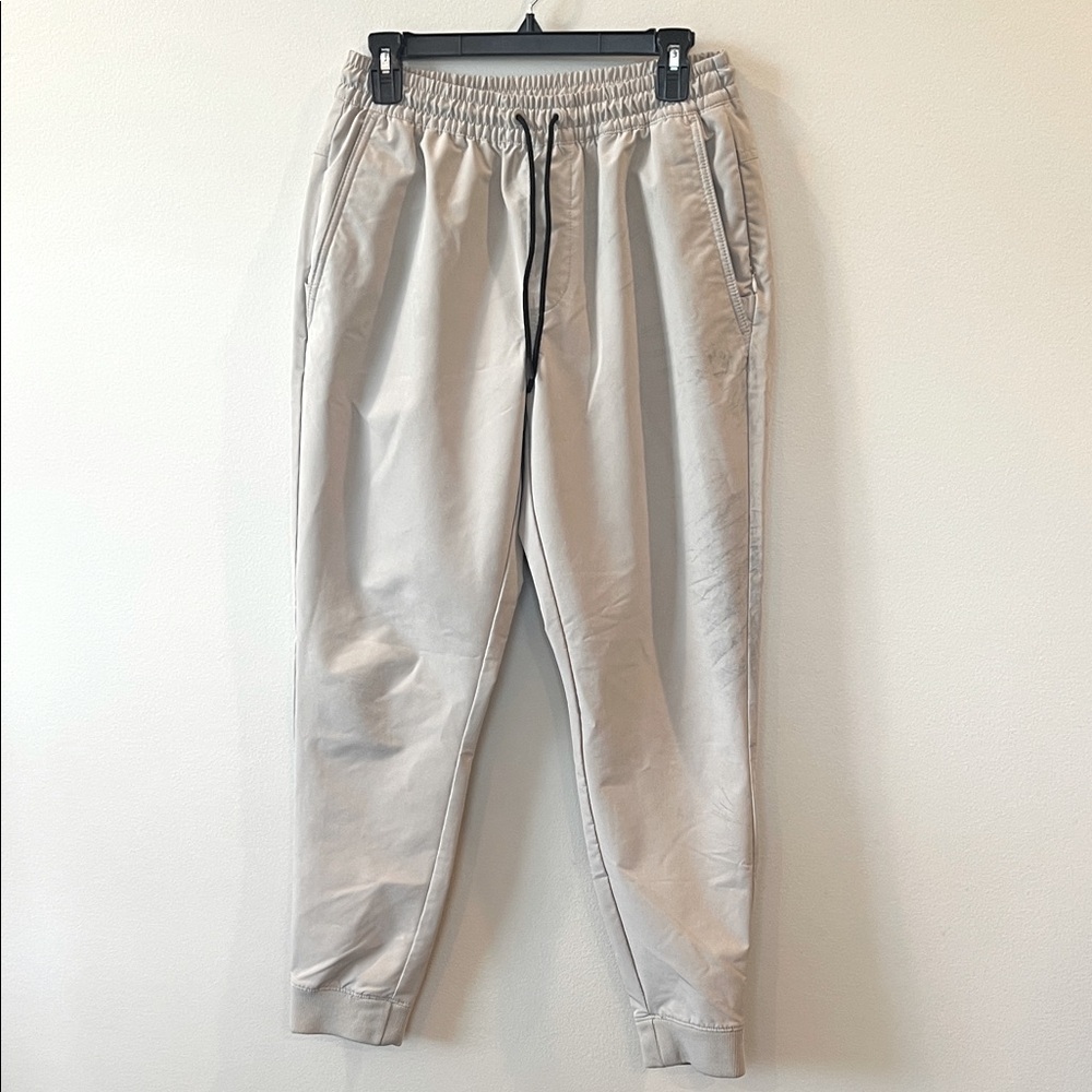 Old Navy Stretchtech Men’s M Athletic Pants Tan Elastic Waist Drawstring Pockets